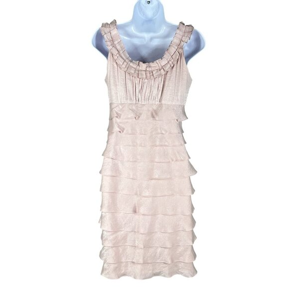 Ruffle Tiered Sleeveless Blush Pink Womens 4 Easter Spring Dress By London Times - Picture 2 of 15